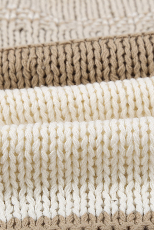 V-Neck Knitted Lantern Sleeve Pullover Sweater